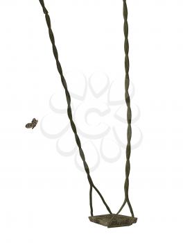 Royalty Free Clipart Image of a Butterfly and a Swing