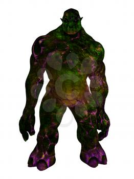 Purple and green troll standing ready for battle