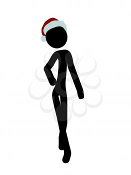 Royalty Free Clipart Image of a Silhouette in a Santa Hat