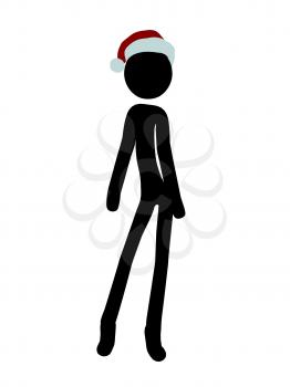 Royalty Free Clipart Image of a Silhouette in a Santa Hat