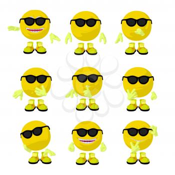 Royalty Free Clipart Image of a Smileys in Sunglasses