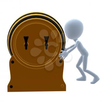 Royalty Free Clipart Image of a Beer Keg and a Guy