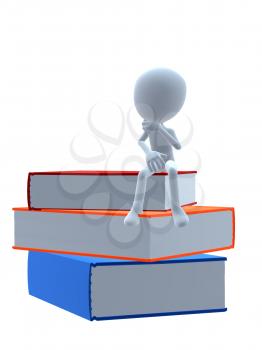 Royalty Free Clipart Image of a 3D Guy With Books