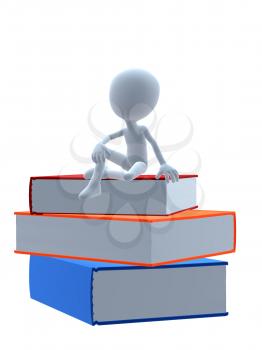 Royalty Free Clipart Image of a 3D Guy With Books