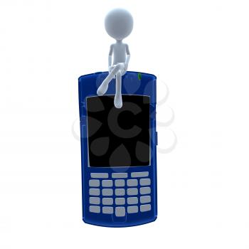 Royalty Free Clipart Image of a 3D Man With a Cellphone
