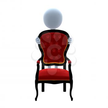 Royalty Free Clipart Image of a 3D Guy on a Chair