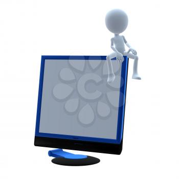 Royalty Free Clipart Image of a Man and a Computer