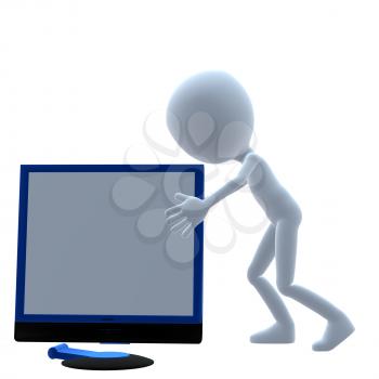 Royalty Free Clipart Image of a Man and a Computer