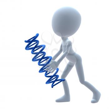 Royalty Free Clipart Image of a 3D Guy With DNA