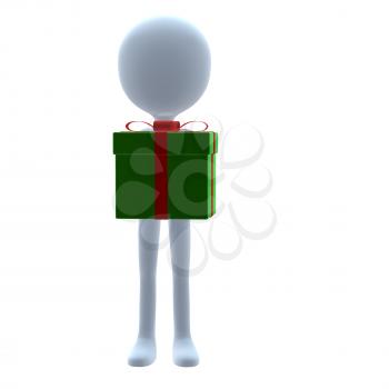 Royalty Free Clipart Image of a Guy Holding a Gift