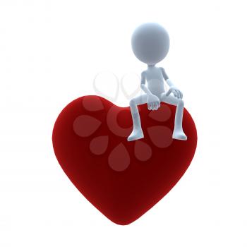 Royalty Free Clipart Image of a 3D Guy With a Heart