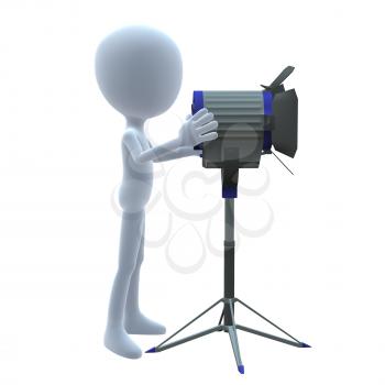 Royalty Free Clipart Image of a 3D Guy With a Light