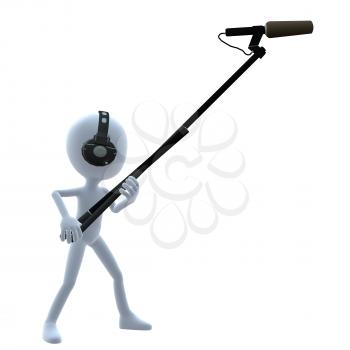 Royalty Free Clipart Image of a 3D Guy With a Microphone