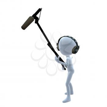 Royalty Free Clipart Image of a 3D Guy With a Microphone