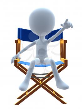 Royalty Free Clipart Image of a 3D Guy in a Director Chair