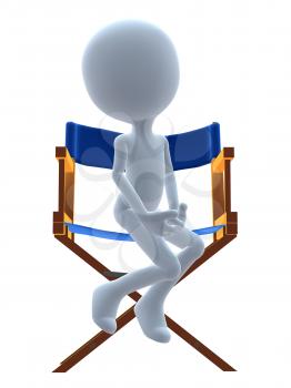 Royalty Free Clipart Image of a 3D Guy in a Director Chair