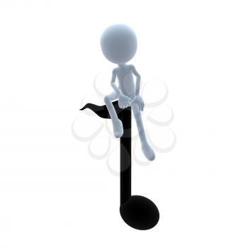Royalty Free Clipart Image of a 3D Guy With a Musical Note