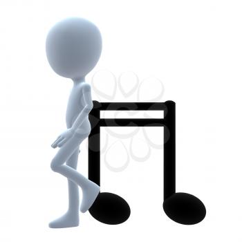 Royalty Free Clipart Image of a 3D Guy With a Music Note