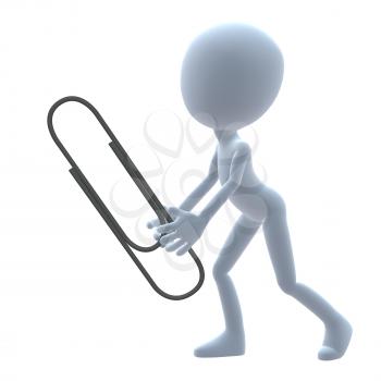 Royalty Free Clipart Image of a 3D Man With a Clip