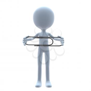 Royalty Free Clipart Image of a 3D Man With a Clip