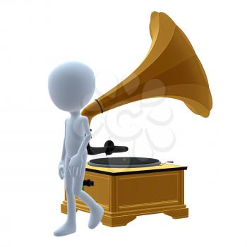 Royalty Free Clipart Image of a Man With a Gramophone
