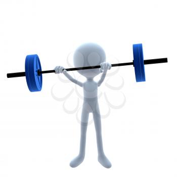 Royalty Free Clipart Image of a 3D Man With a Barbell
