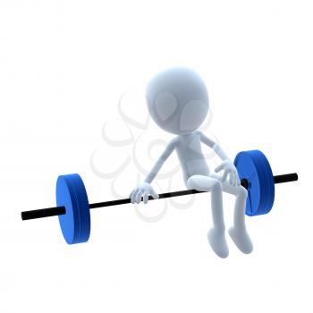 Royalty Free Clipart Image of a 3D Man With a Barbell