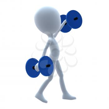 Royalty Free Clipart Image of a 3D Guy With Weights