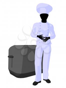 Royalty Free Clipart Image of a Chef Beside a Toaster