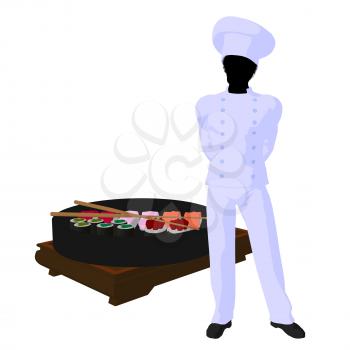 Royalty Free Clipart Image of a Sushi Chef