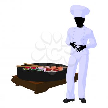 Royalty Free Clipart Image of a Sushi Chef