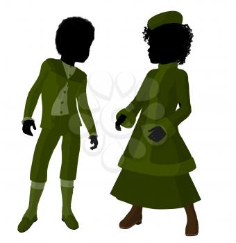 Royalty Free Clipart Image of Two Victorian Children