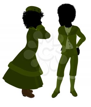 Royalty Free Clipart Image of Two Victorian Children