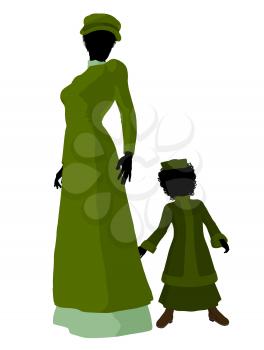 Royalty Free Clipart Image of a Victorian Mother and Child