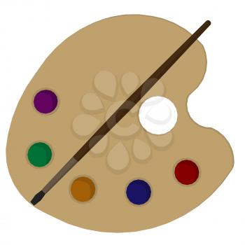 Royalty Free Clipart Image of a Paintbrush and Palette