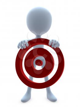 Royalty Free Clipart Image of a 3D Man With a Target