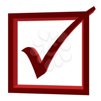 3D checkmark inside a red box on a white background