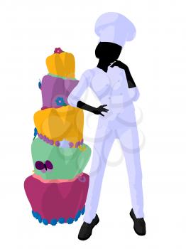 Royalty Free Clipart Image of a Chef With a Cake