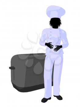 Royalty Free Clipart Image of a Chef With a Toaster
