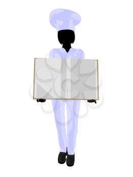 Chef  holding a blank object silhouette on a white background