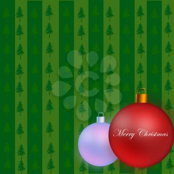 Merry christmas ornaments on a green background Illustration