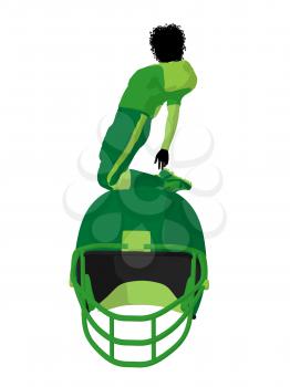 Royalty Free Clipart Image of a Female Football Player With a Helmet