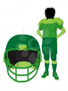 Royalty Free Clipart Image of a Female Football Player With a Helmet