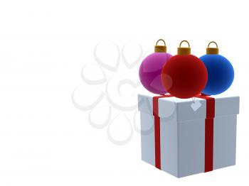 Royalty Free Clipart Image of Christmas Presents and Ornaments