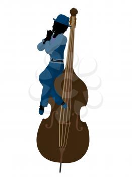 Royalty Free Clipart Image of a Woman With an Upright Bass