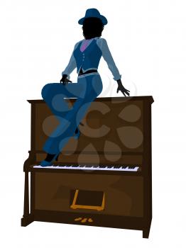 Royalty Free Clipart Image of a Woman With a Piano