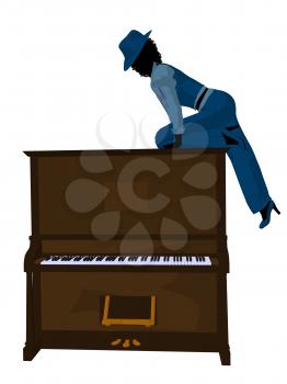 Royalty Free Clipart Image of a Woman With a Piano
