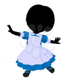 Royalty Free Clipart Image of a Little Girl in a Pinafore