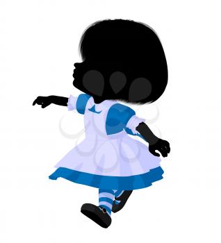 Royalty Free Clipart Image of a Little Girl in a Pinafore