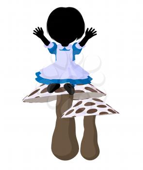 Little alice in wonderland illustration silhouette on a white background